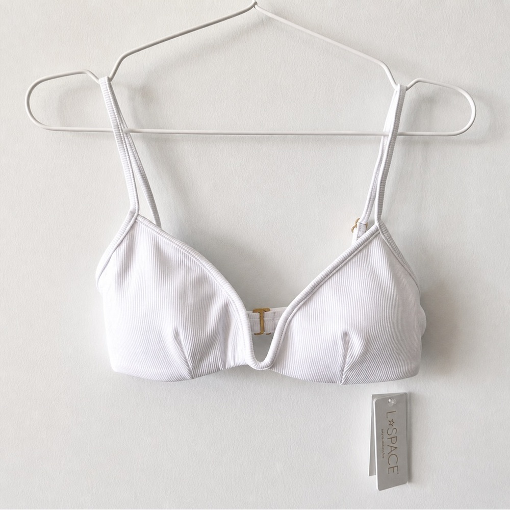 L*SPACE Helena Ribbed Bikini Top White - Picture 3 of 11